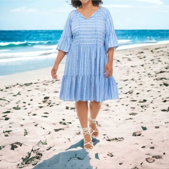 Signature by Robbie Bee Dresses & Skirts - Signature by Robbie Bee blue striped dress